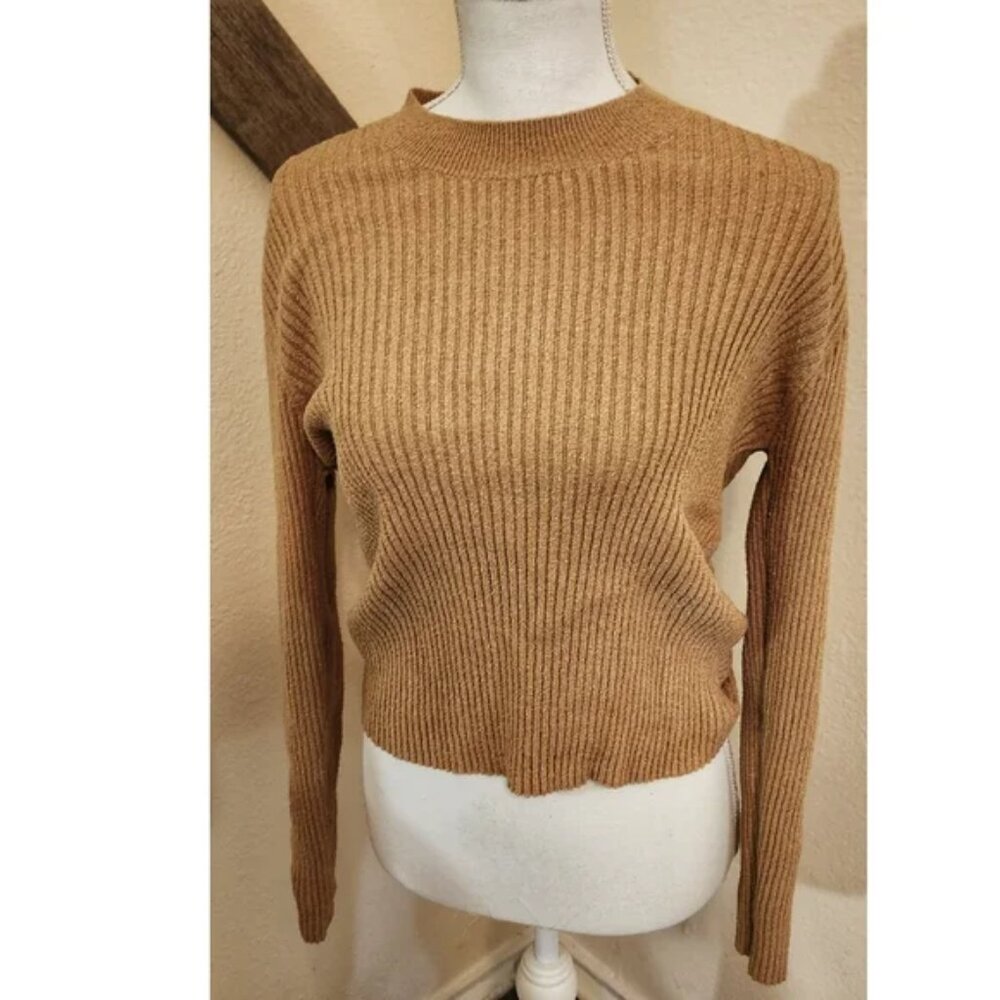 🤎 ASTR The Label Tan Open Back Ribbed Sweater – Size Small 🤎